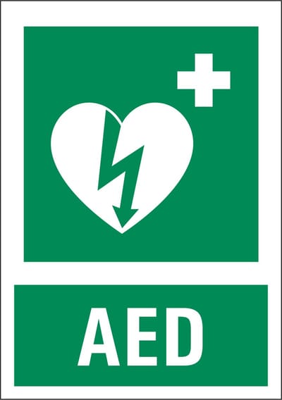 AED sticker met tekst 210 x 297 mm