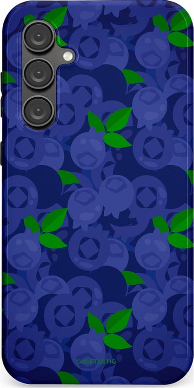 Casetastic hoesje geschikt voor Samsung Galaxy S23 FE - Dubbellaagse bescherming - Berrytastic Blauwe Blueberry Bessen - Fashion Case - Donkerblauw Groen