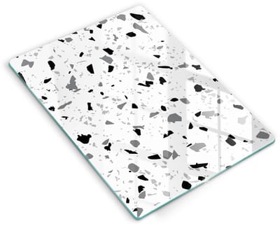 Wallfluent Spatscherm Keuken - Wit Glasplaat Keuken - 40x52 cm - Decoratieve Steen Gres Achterwand Glasplaat Keuken - Abstractie Rechthoekig Spatscherm Keuken