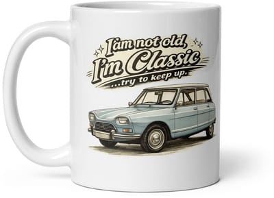 De2pktjes - Citroën Ami 8 Mok – Vintage Auto Illustratie | Classic Collectie Keramische Koffiemok