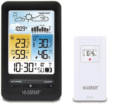 Weerstations Kleurenscherm - Weersvoorspeller Binnen Buiten - Thuis Weer Monitoren - Maanfasen Indicatie - 8x4x15 cm - Zwart