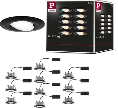 Paulmann LED Inbouwspots Calla Set van 10 - Zwart Mat - IP65 - 5W per Spot - 430 lm - 230V - WhiteSwitch - Inbouwspots Badkamer