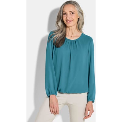 Elegante blouse van chiffon - petrol - Gr. 44 van Goldner Fashion