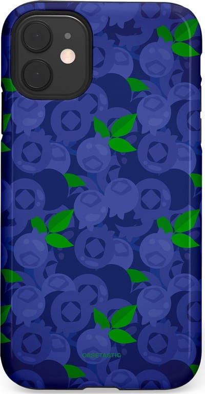 Casetastic hoesje geschikt voor Apple iPhone 11 - Dubbellaagse bescherming - Berrytastic Blauwe Blueberry Bessen - Fashion Case - Donkerblauw Groen
