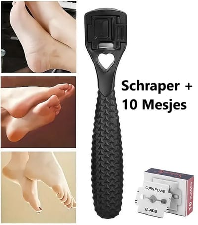 Luxe Eeltverwijderaar Incl. 10 Mesjes I Voetschraper I Eeltschraper I Eeltvijl I Voetvijl I Eeltschaaf I Pedicure Tool voor Eelt & Likdoorns I Zwart