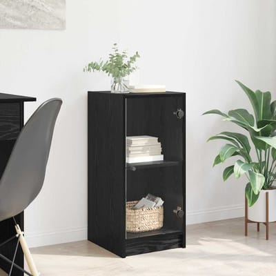 vidaXL - Dressoir - Zwart - eiken - 35 - x - 37 - x - 76 - cm - Bewerkt - hout