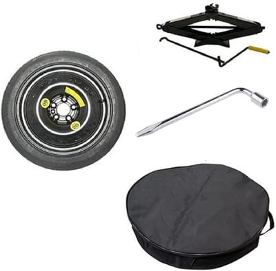 Reservewielset 16 inch - Noodwiel Wielen - Auto Reparatie - Compleet met gereedschap - 125/80 R16 - Zwart