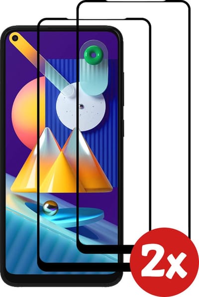 Smartphonica Screenprotector Geschikt voor Samsung Galaxy M11 - Full Cover Tempered Glass with Round Edge - Gehard glas met Afgeronde Hoeken - 2-Pack geschikt voor Samsung Galaxy M11