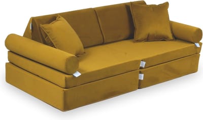 Mini Modulaire bank - Speelsofa- Velvet - Gold Comfort (inclusief 2 bolsters en 2 kussens)
