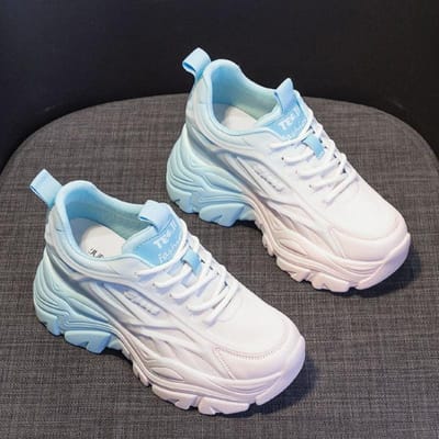 Dames Mix Kleur Chunky Sneakers Herfst Ademend Mesh Vetersluiting Dikke Zool Sportschoenen Vrouw Casual Enkele Schoenen 40