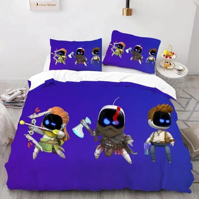 Astro Bot Schattige Cartoon Beddengoed Collectie Dekbed Collectie Eenpersoons Tweepersoons Bed King Size Bed Collectie Slaapkamer Jongens Volwassenen Dekbedovertrek Kussensloop 210X210cm-3pcs
