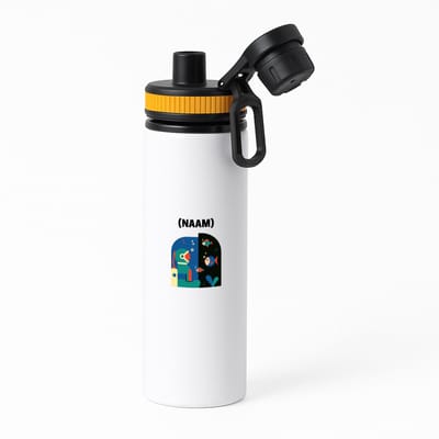 Hacebo® - Duiken met eigen naam waterfles met draaidop oranje - Zwemmen - Duiker - Sport - water fles - 850ML