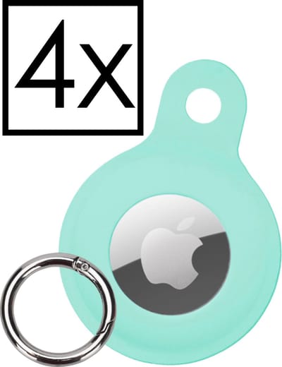Hoesje Geschikt voor Apple AirTag-Sleutelhanger Houder Siliconen Hoes - Hoes Geschikt voor Apple AirTag Hoesje - Turquoise - 4 PACK