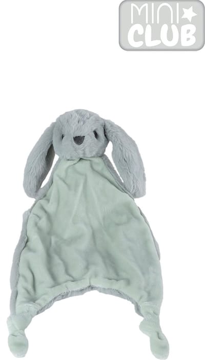 Mini Club knuffeldoekje konijn met knoopjes pluche Grijsgroen 38cm