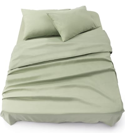 Blumtal 3-delige Set Bedlaken - Hoeslaken 135 x 190 x 30 cm - Laken 220 x 275 cm - 2 x Kussensloop 50 x 80 cm - Licht Olijfgroen