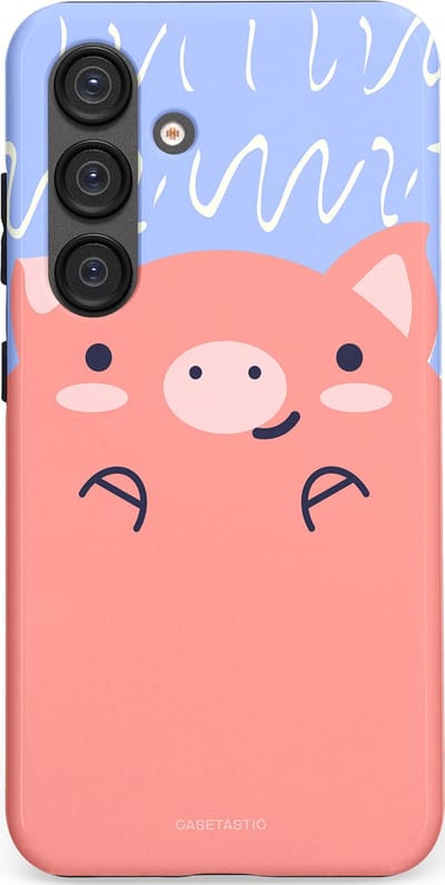 Casetastic hoesje geschikt voor Samsung Galaxy S25 - Dubbellaagse bescherming - Knuffel van varken - Fashion Case - Koraal Lichtblauw