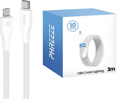Multipack geschikt voor Lightning kabels 3m - 10 pack - Ideaal voor grootverbruikers, bezorgers & zakelijk