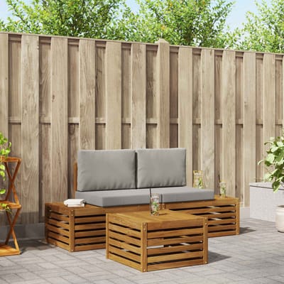 vidaXL - Buiten - bank - set - Natuurlijk - en - Licht - Grijs - 59 - x - 59 - x - 37 - cm