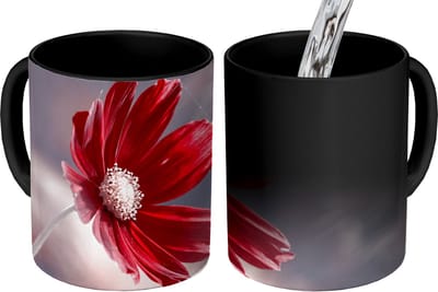 Magische Mok - Foto op Warmte Mokken - Koffiemok - Bloemen - Rood - Natuur - Planten - Magic Mok - Beker - 350 ML - Theemok