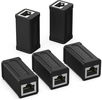 RJ45 Inline Koppeling - Ethernet Vergroter - Netwerk Uitbreiden - 10 Gigabit Snelheid - 5 Stuks - Zwart