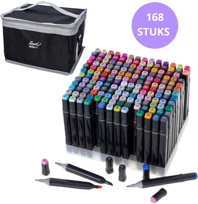 Twinmarkers 168 Stuks - Alcohol Markers - Markeerstiften - Alcohol stiften - Dubbelzijdige Stiften