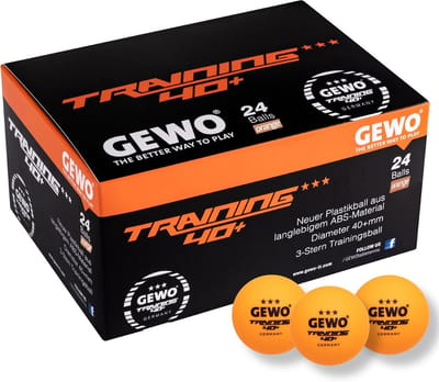 GEWO Tafeltennisballen training 40+ - 3 sterren tafeltennis ballen van ABS-kunststof met naad - hoogwaardige ping pong ballen, diameter 40 mm, voorraadverpakking met 24 stuks, oranje