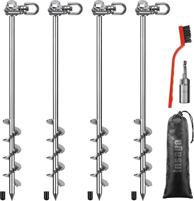 Grondankers Set - Haringen Ankers - Stabiel Verankeren - 360 Graden Draai - 60 cm Lengte - Zilverkleurig