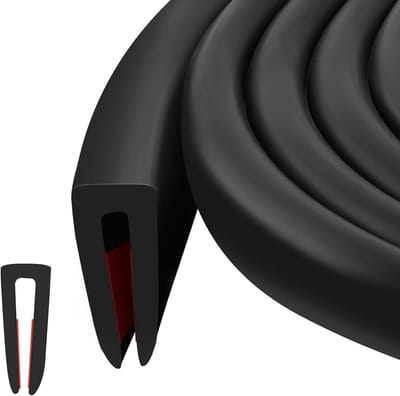 Allecto Plus - Rubberen randbescherming voor autodeur | Flexibele U-vormige afdichting | Weerbestendig zwart | 15 mm x 9 m | Platen en deuren | Auto-accessoire