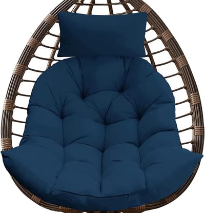 Hangmat Stoel - Eierstoel Stoel - Ontspannen Buiten - Dikke Comfortabele Kussens - 120x105cm - Blauw