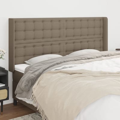 vidaXL - Hoofdbord - met - randen - 163x16x118/128 - cm - stof - taupe