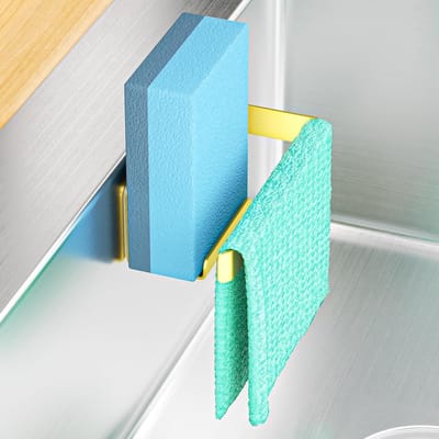Zelfklevende Houder voor Spons en Keukenhanddoek, Rvs Afwasdoek Organizer, Keukencaddy 2-in-1 voor Handdoeken en Sponsen