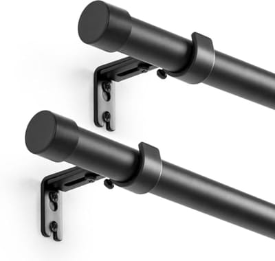 Verstelbare Heavy Duty Gordijnroede 104 tot 160 cm - Matzwart, 2,5 cm, 13,6 kg Belasting