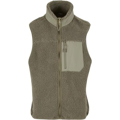 Urban Classics - Sherpa Mouwloos jacket - S - Groen