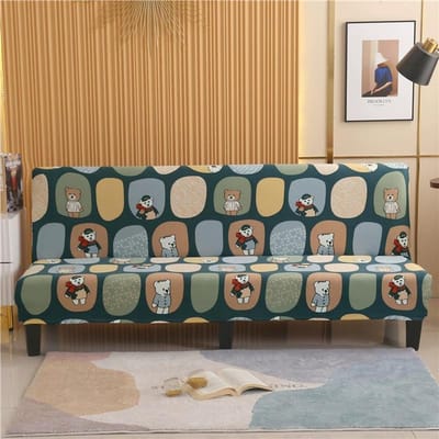 Elastische bankhoes zonder armleuningen, hoes voor slaapbank, meubelbeschermhoes, elastische onderkant, zachte jacquardstof 120-150cm black