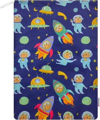 Katoenen Luiertas voor Kleuterschool, 34 x 44 cm, Verwisselbare Zak, Beer en Astronaut