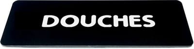 Deurbordje met Tekst douches - Zwart/wit met ronde letter - Formaat 150mm x 50mm x 1,6mm - zelfklevend