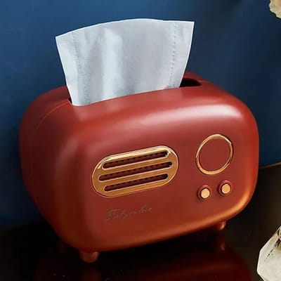 3 Kleuren Radio Model Tissue Box Houder Vierkant Voor Huis Desktop Decoratie Tv Tissue Box Koker Opbergorganizer brown