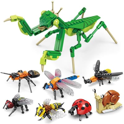 Insecte Oiseau Animal Marin Bloc de Construction Assemblage Jouet Mante Religieuse Abeille Forêt Le Cadeau d'Anniversaire de green