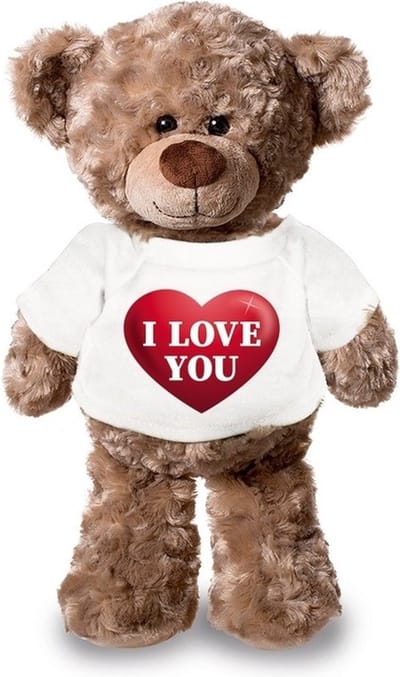 Knuffel teddybeer hartje - i love you - 43 cm - pluche - met shirt