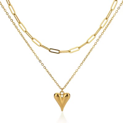 Ketting hartje - RVS - goudkleurig