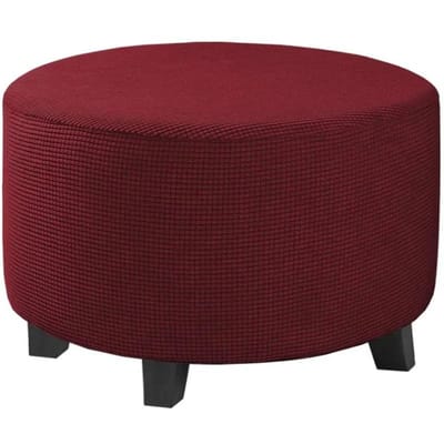 1 stuks Allesomvattende Ronde Ottomane Hoes Spandex Elastisch Voetenbankje 360 Graden Beschermer Ottomane Hoes voor Woonkamer Eenvoudige Installatie XL Ottoman Cover