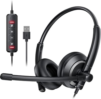 Bedrade USB-headset met ruisonderdrukkende microfoon voor PC en Laptop