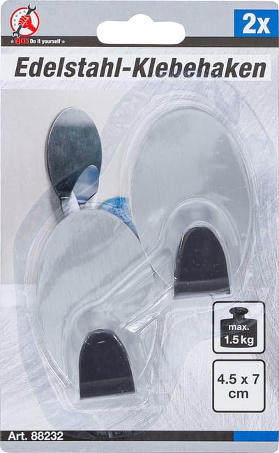 BGS Roestvrij stalen handdoekhaken 45 x 70 mm 1,5 kg 2 delig