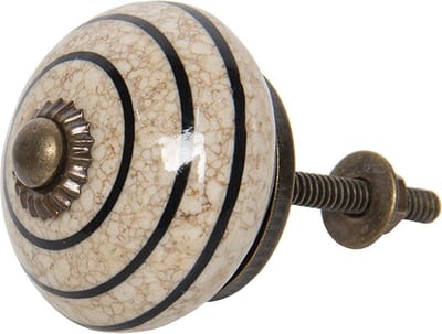 Clayre & Eef Deurknop Ø 4 cm Bruin Zwart Keramiek Gestreept