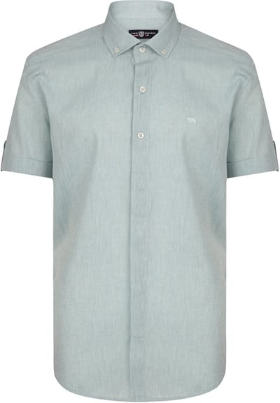 Jimmy Sanders Linnen Katoen Blend Shirt - Overhemd Heren Turkoois - M