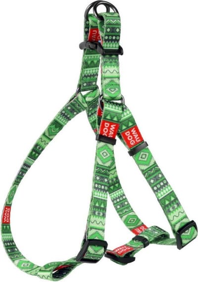 WAUDOG Ethno Harnas / Hondentuigje - Nylon - Groen - Breedte: 25 mm - Borstomtrek: 60 - 90 cm (GELIEVE ALVORENS BESTELLEN OPMETEN)