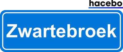 Hacebo - Plaatsnaam Sticker - 29x10 CM - Zwartebroek sticker - Verkeersborden sticker - grappige cadeaus - Zwartebroek