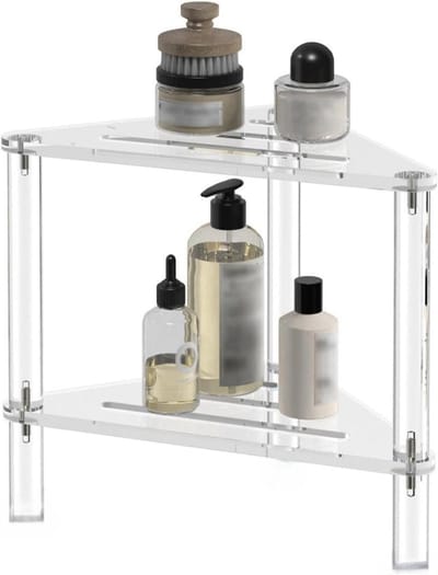 Hoek Douchekruk - Badkamer Stoel - Veilig Douchen - Met Opbergplank - 30x31x31 cm - Transparant