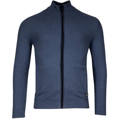 Baileys Vest Cardigan Zip Structure Knit Deep Denim Blue / male