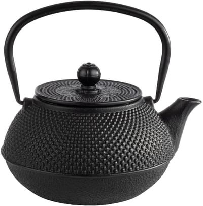 APS Theepot - Gietijzeren Theekan - Afneembare Deksel en Handgreep - Zwart - 0,8 Liter